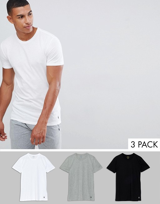 Polo Ralph Lauren 3 Pack T Shirts With Crew Neck In White Black