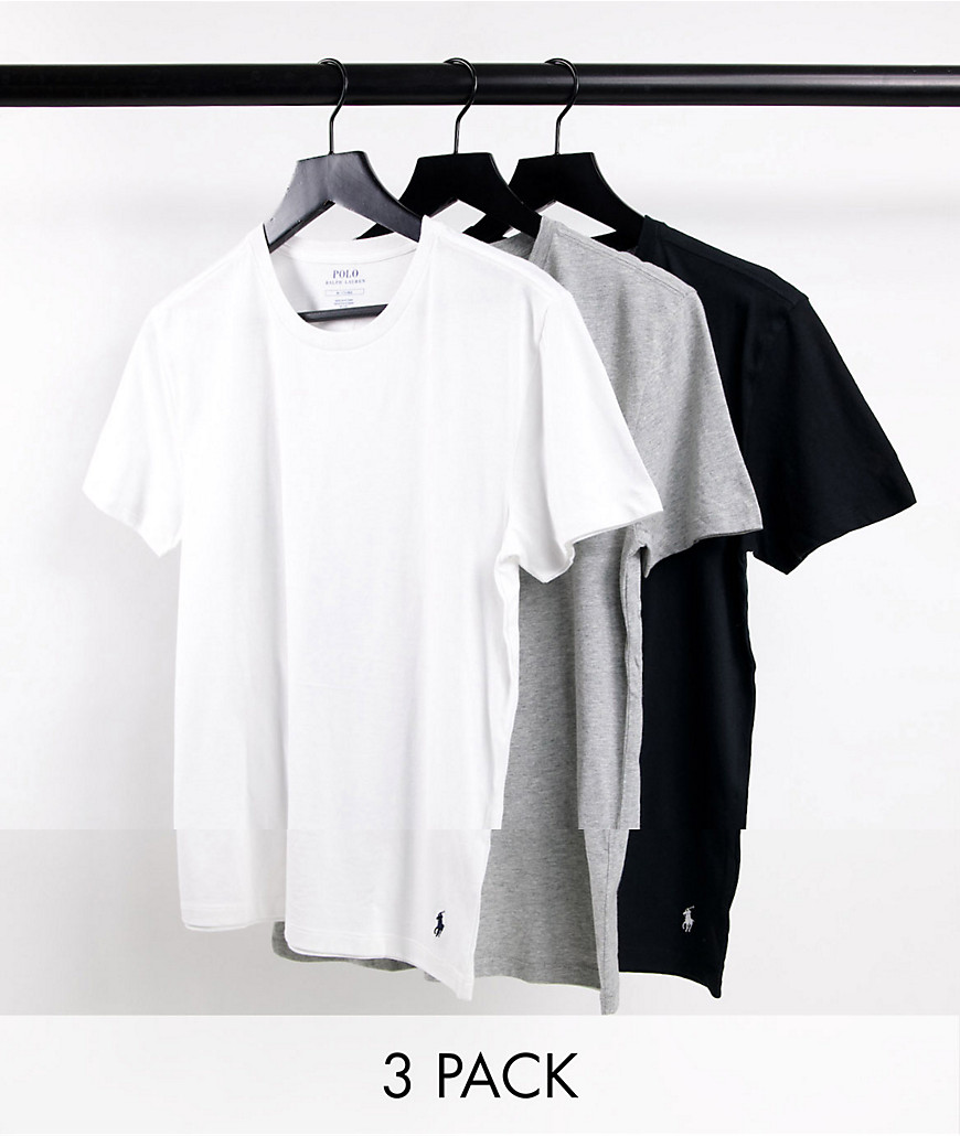 Polo Ralph Lauren 3 pack t-shirts with pony logo in black/grey/white-Multi