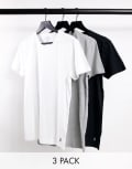 [Polo Ralph Lauren] Polo Ralph Lauren 3 pack t-shirts with pony logo in black/grey/white-Multi M MULTI