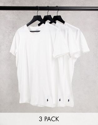 Polo Ralph Lauren 3 pack t-shirts with pony logo in white - ASOS Price Checker