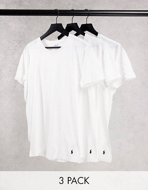 Polo Ralph Lauren 3 pack t-shirts with pony logo in white | ASOS