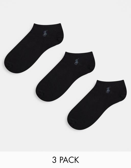 Polo Ralph Lauren 3 pack trainer socks in black