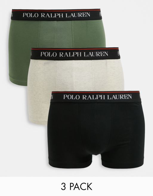 Polo Ralph Lauren 3-pack trunk in black/olive/beige | ASOS