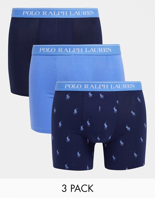 Polo Ralph Lauren 3 pack trunk in navy/blue/ all over pony logo