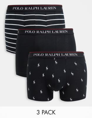 Polo Ralph Lauren Polo Ralph Lauren 3 pack trunks in black stripe and all over pony logo