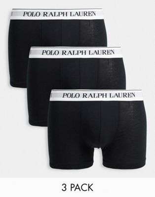 Polo Ralph Lauren 3 pack trunks in black with contrasting white waistband