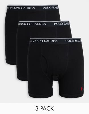 Polo Ralph Lauren 3 Pack Trunks In Black With Logo Waistband In Black