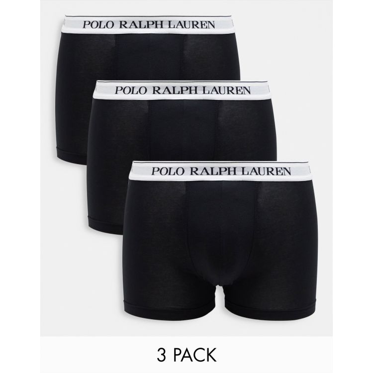 Polo Ralph Lauren 3 pack trunks in black with waistband logo | ASOS