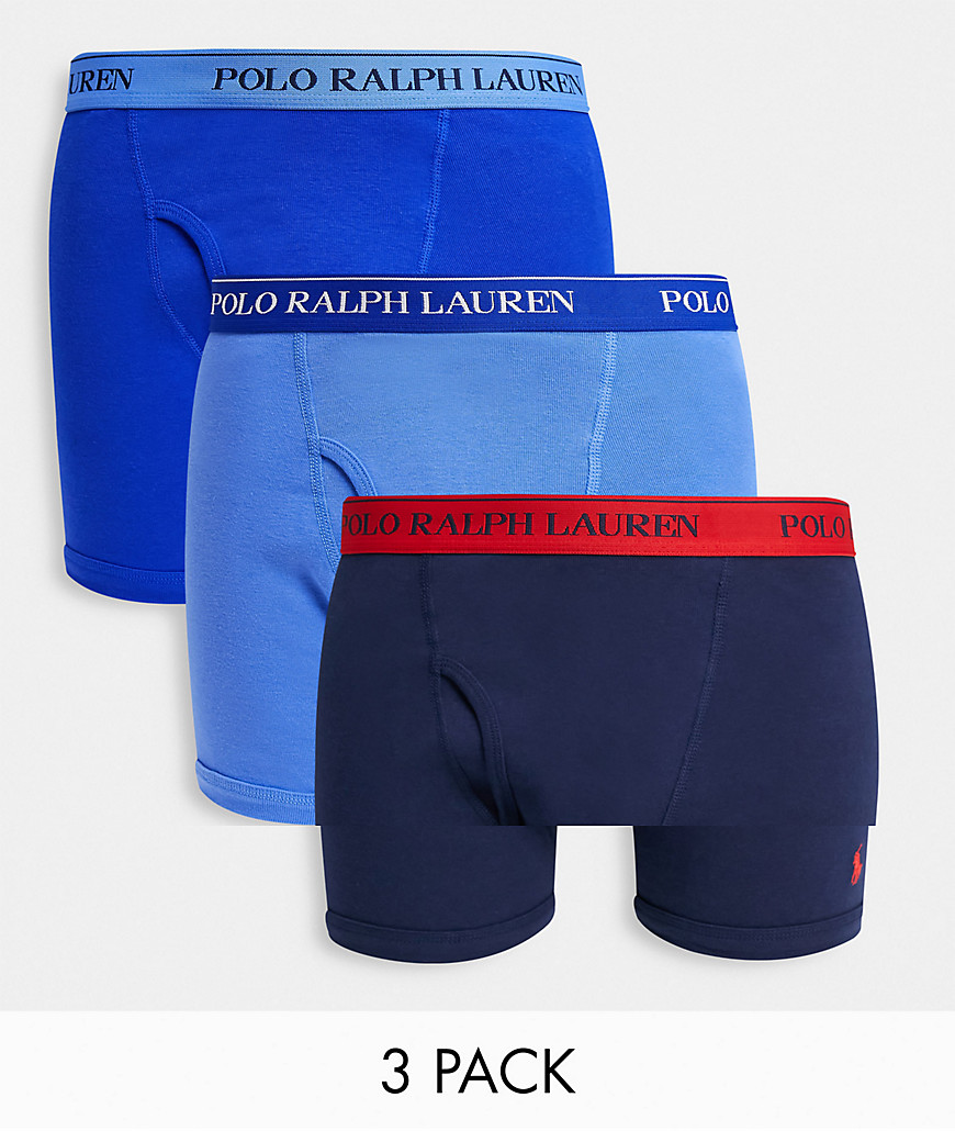 Polo Ralph Lauren 3 pack trunks in blue/navy with logo waistband