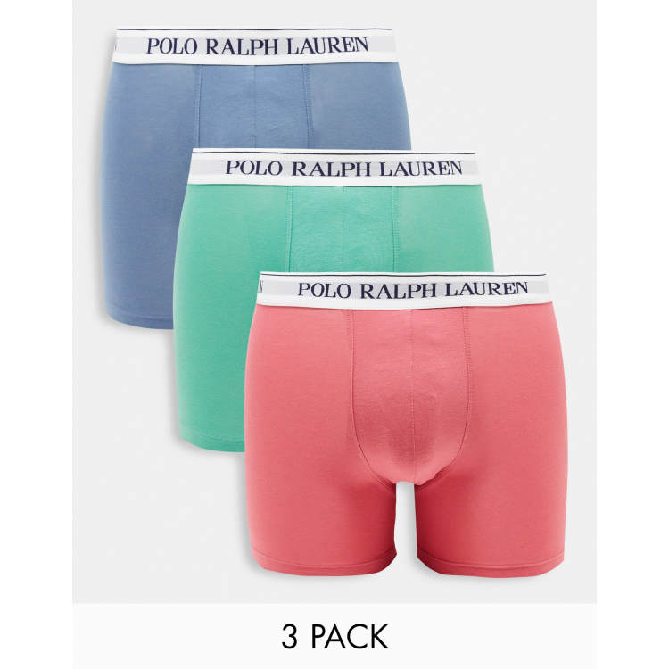 Polo Ralph Lauren 3 pack trunks in green/pink/blue with contrasting logo  waistband | ASOS