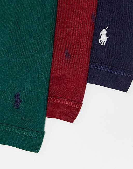 Polo Ralph Lauren 3-pack trunks in green/red all-over pony/navy