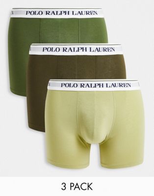 Polo Ralph Lauren 3 pack trunks in green with logo waistband