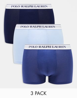 Polo Ralph Lauren 3 pack trunks in grey with logo waistband