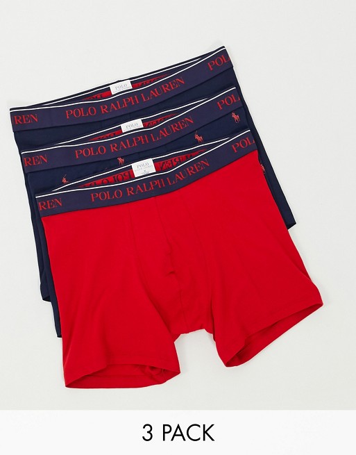 Polo Ralph Lauren 3 pack trunks in navy/red/navy with all over player logo
