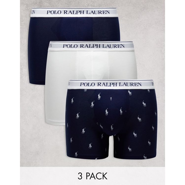 Polo Ralph Lauren Men's 3-Pk Classic Fit Cotton Boxer Briefs Navy/Red  Pony/White