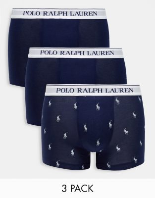 Polo Ralph Lauren Polo Ralph Lauren 3 pack trunks in navy with all over pony logo