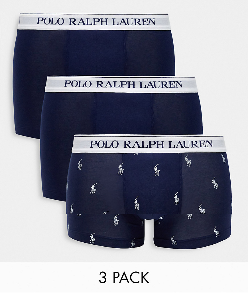Polo Ralph Lauren 3 pack trunks in navy with all over pony logo