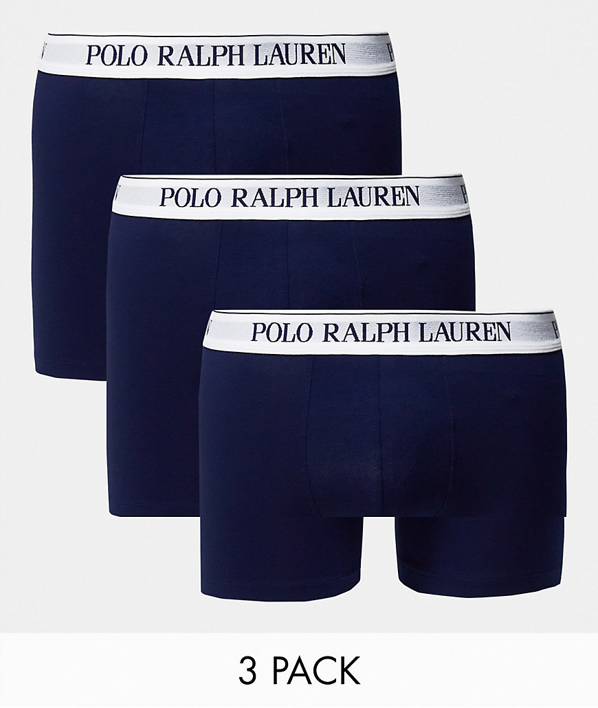 Polo Ralph Lauren 3 pack trunks in navy with contrasting logo waistband