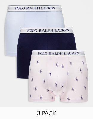 Polo Ralph Lauren Polo Ralph Lauren 3 pack trunks in pink all over logo light blue navy