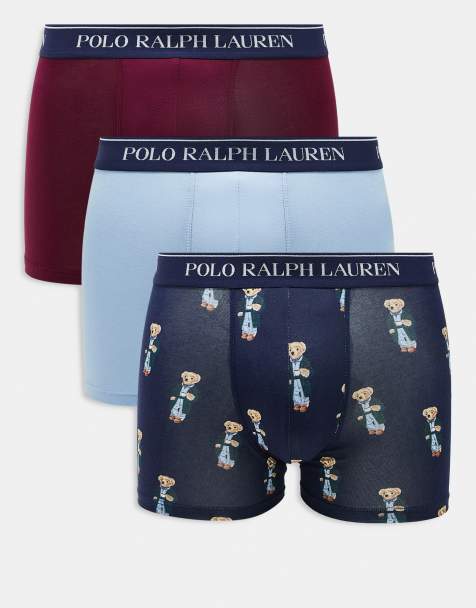 Polo Ralph Lauren 3 pack trunks with logo waistband in red blue navy - view 1