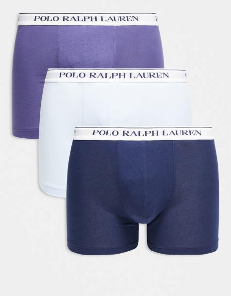 Polo Ralph Lauren 3 pack white logo wasitband classic trunks in purple/light blue/navy - view 1