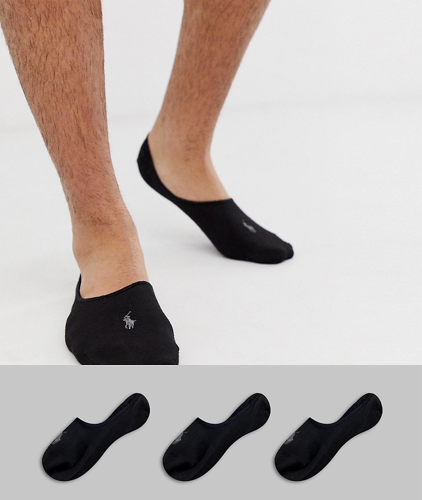 Polo Ralph Lauren 3 Set van onzichtbare sokken met polo speler in zwart