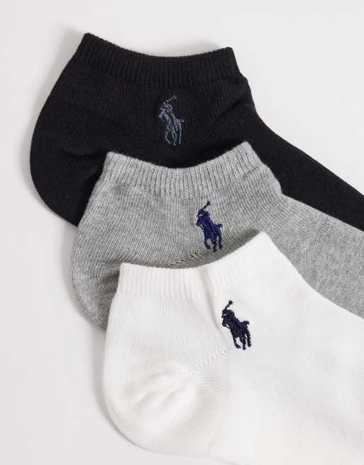 Polo Ralph Lauren – 3er-Pack kurz geschnittene Socken in Schwarz, Weiß und Grau, 2 von 3