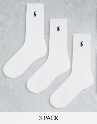 Polo Ralph Lauren - 3er-Pack sehr weiche Crew-Socken in Weiß