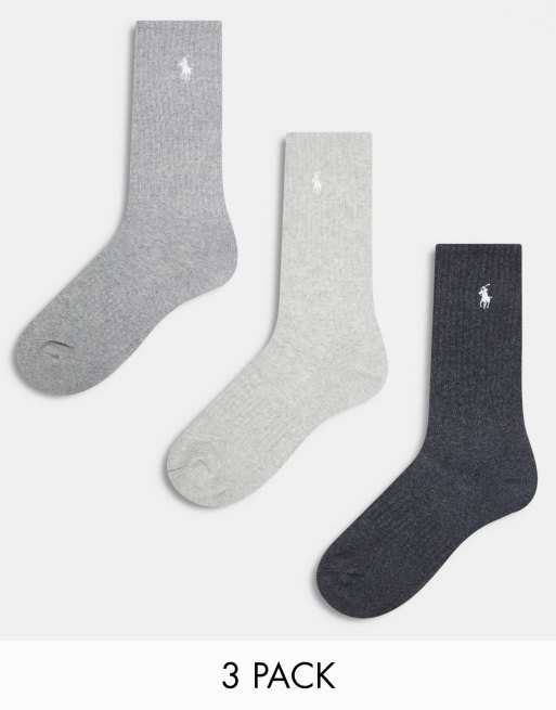 Polo Ralph Lauren – 3er-Pack Socken in Grau mit Logo