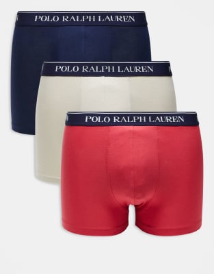 Polo Ralph Lauren - 3er-Pack Trunk-Unterhosen in verschiedenen Farben mit Logo-Bund-Bunt