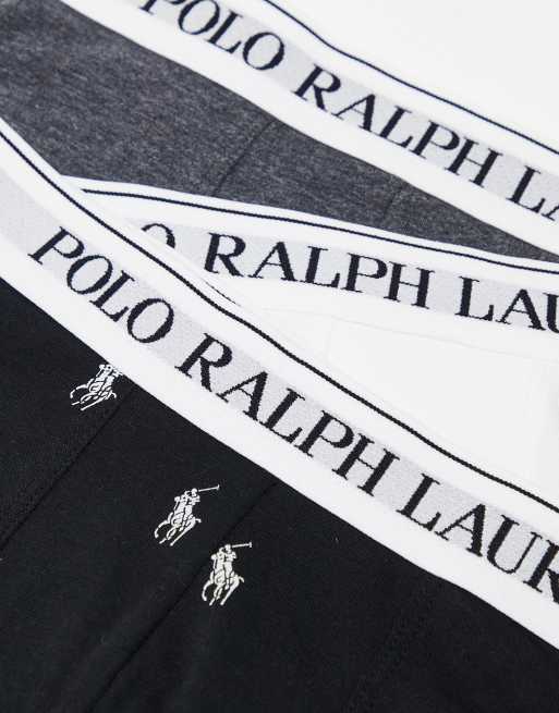 Polo Ralph Lauren – 3er-Pack Unterhosen in Schwarz/ Grau/Weiß mit Polospieler-Logomuster, 3 von 4