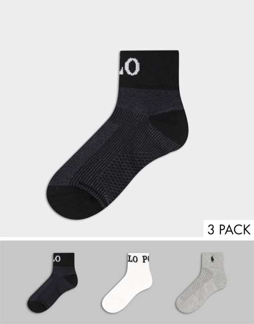 Polo Ralph Lauren 3pk ankle socks in white assorted ASOS