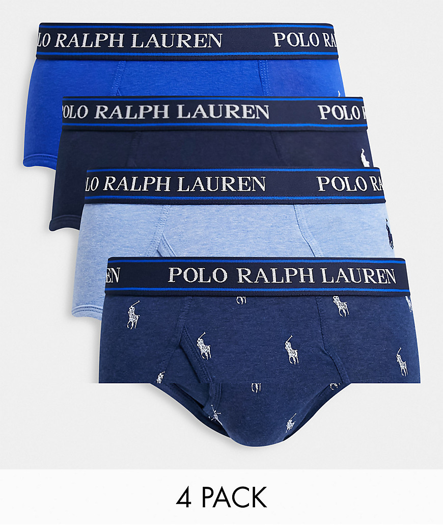Polo Ralph Lauren 4 pack briefs in navy/gray/blue/black with all over pony logo