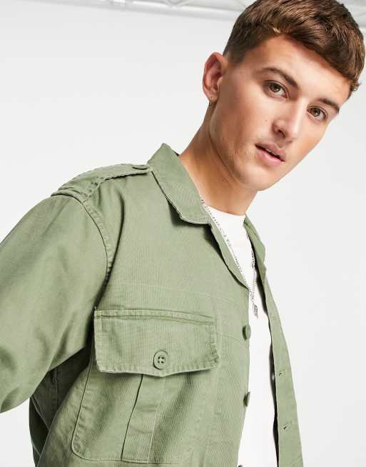 Polo Ralph Lauren Pocket Military Overshirt Jacket In Olive Green |  