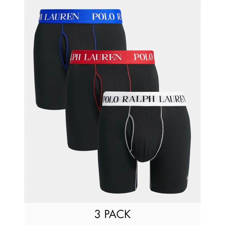 Polo Ralph Lauren 4D flex mesh 3 pack trunks in black with contrasting logo  waistband | ASOS