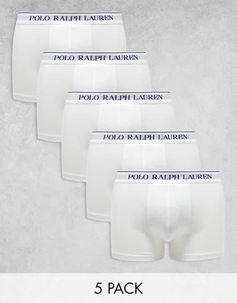 Polo Ralph Lauren 5 pack boxer briefs with logo waistband in white - view 1