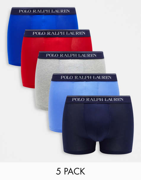Polo Ralph Lauren 5 pack trunks in grey, blue, red, navy with logo waistband - view 1