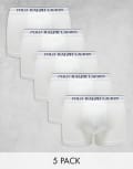 [Polo Ralph Lauren] Polo Ralph Lauren 5 pack trunks with logo waistband in white XL WHITE