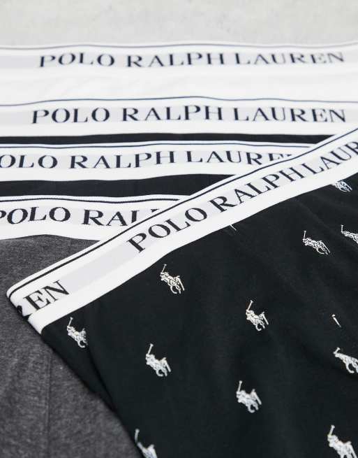 Polo Ralph Lauren – 5er-Pack klassische Unterhosen mit schlichtem Design oder mit Markenlogomuster in Weiß/Schwarz/grau meliert mit Logobund, 2 von 3