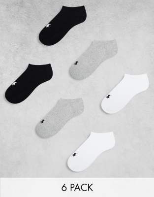 Polo Ralph Lauren Polo Ralph Lauren 6 pack invisible socks with logo In black white grey