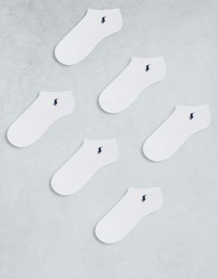 Polo Ralph Lauren Polo Ralph Lauren 6-pack logo ankle trainer socks in white