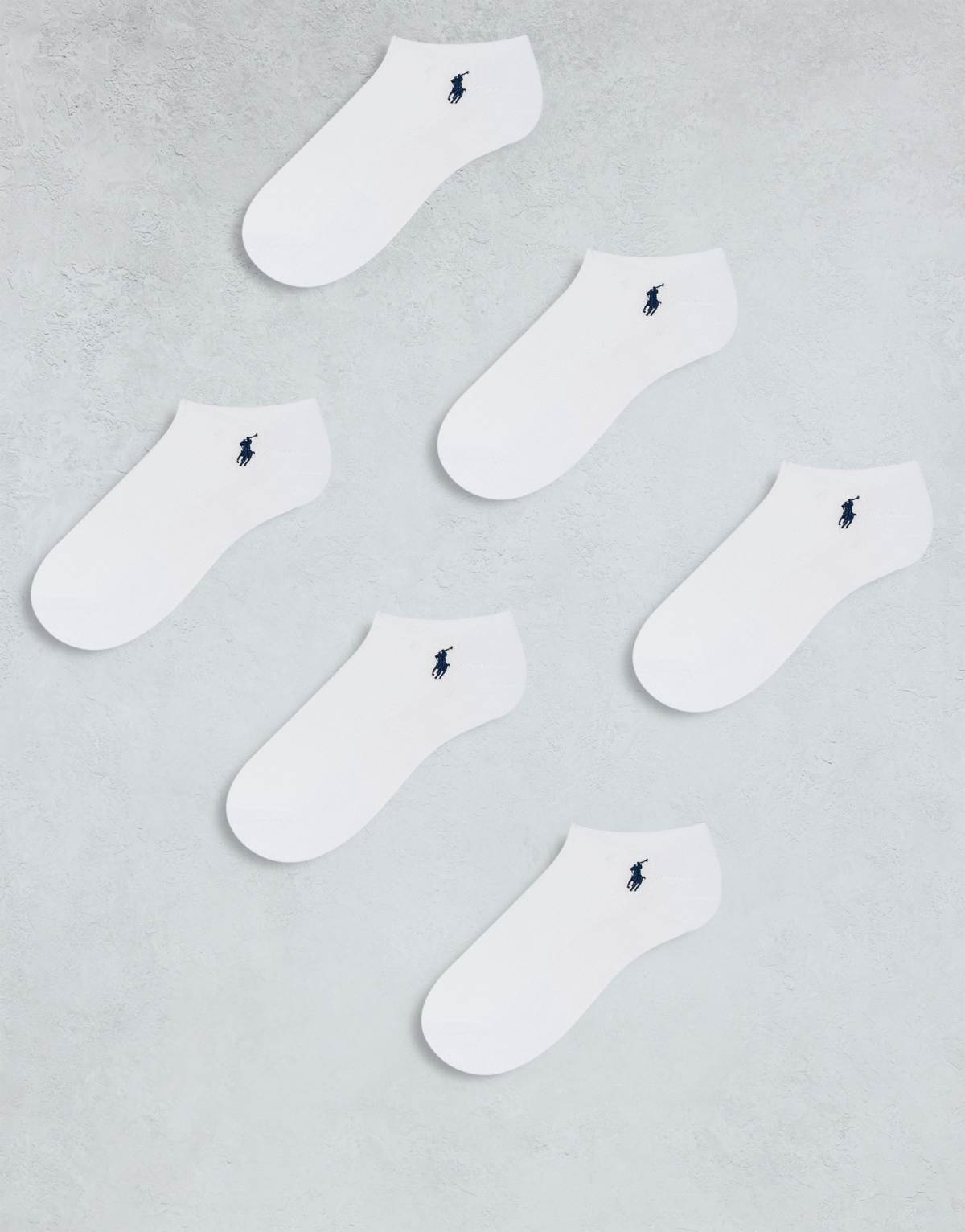 Polo Ralph Lauren 6-pack logo ankle trainer socks in white