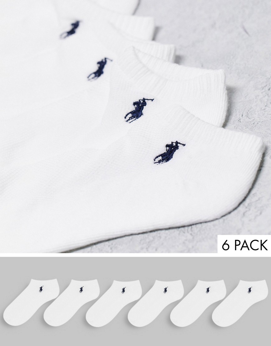 polo ralph lauren 6 pack logo socks in white