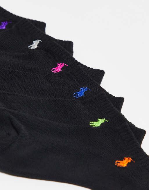 Polo Ralph Lauren 6 pack low cut ankle trainer socks in black, 3 of 4