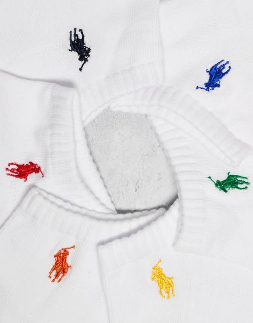Polo Ralph Lauren 6 pack quarter length socks with multicolour logo in white, 4 of 4
