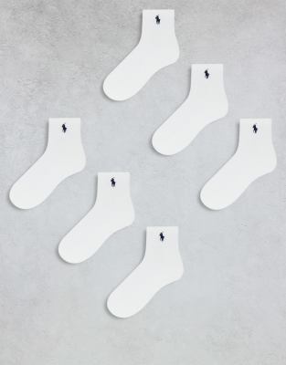 Polo Ralph Lauren 6 pack quarter trainer socks in white