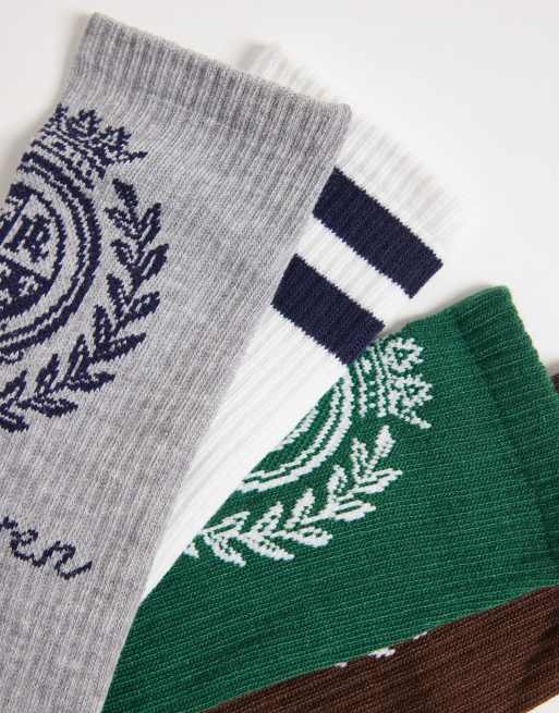 Polo Ralph Lauren 6 pack socks with crest logo in multi, 2 of 3