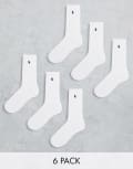 [Polo Ralph Lauren] Polo Ralph Lauren 6 pack sport socks in white with pony logo No Size WHITE