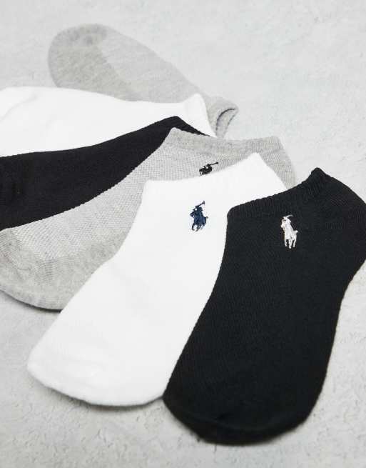Polo Ralph Lauren 6 pack trainer socks in black white grey, 2 of 3