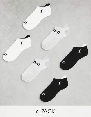 Polo Ralph Lauren 6 pack trainer socks with logo in multi